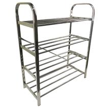 Sapateira Rack Inox 4 Andares Sapato Calçado Tenis Prateleira Casa Sala Corredor Recepçao Entrada Organizaçao Multiuso Sapateira Rack Inox 4 Andares Sapato Calçado Tenis Prateleira Casa Sala Corredor Recepçao Entrada Organizaçao Multiuso