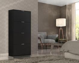 Sapateira Safira Preta 4 Gavetas Sapateira Safira Preta 4 Gavetas