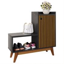 Sapateira Shoes Banquinho Assento Nicho Decorativo Prateleiras Organizadoras 1 Porta 8 Pares Calçados Hall Entrada Quarto - RPM Móveis