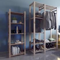 Sapateira Versátil Pinus + Arara Closet Aberto Facil Montagem