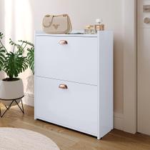 Sapateira Vertical 12 Pares Calçados Multiuso 2 Portas Basculantes Hall de Entrada Quarto Closet - Branco