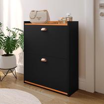 Sapateira Vertical 12 Pares Calçados Multiuso 2 Portas Basculantes Hall de Entrada Quarto Closet - Preto/ Cinamomo