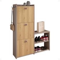 Sapateira Vertical 3 Gavetas Banco Prateleira Sapatos Gancho Bolsa Hall Entrada Quarto Dakota - Fendi/Hanover - Rpm Sapateira Vertical 3 Gavetas Banco Prateleira Sapatos Gancho Bolsa Hall Entrada Quarto Dakota - Fendi/Hanover - Rpm