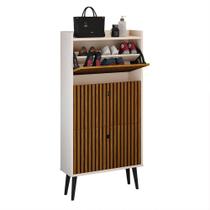 Sapateira Vertical Dark 3 Gavetas Basculantes Organizadora Calçados Retrô - Off White/Ripado Sapateira Vertical Dark 3 Gavetas Basculantes Organizadora Calçados Retrô - Off White/Ripado