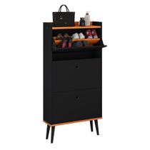 Sapateira Vertical Dark 3 Gavetas Basculantes Organizadora Calçados Retrô - Preto/Cinamomo Sapateira Vertical Dark 3 Gavetas Basculantes Organizadora Calçados Retrô - Preto/Cinamomo