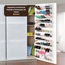Sapateira Vertical de Parede e Porta para 36 Pares Branca Organizador de Calçados Economia de Espaço Resistente Durável Sapateira Vertical de Parede e Porta para 36 Pares Branca Organizador de Calçados Economia de Espaço Resistente Durável