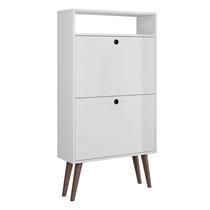Sapateira Vertical Drex 2 Portas Basculantes 12 Pares Calçados Adulto Infantil Unissex Multiuso Cor:Branco