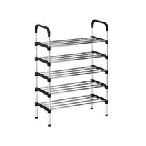 Sapateira Vertical Luxo Aço Inox Cromado 5 Prateleiras 15 Pares Desmontável Organizador