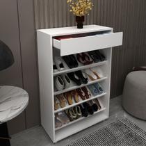Sapateira Vertical Multiuso Organizadora com 1 Gaveta e 4 Prateleiras MDP Branco até 8 Pares Tecnomobili Sapateira Vertical Multiuso Organizadora com 1 Gaveta e 4 Prateleiras MDP Branco até 8 Pares Tecnomobili
