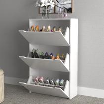 Sapateira Vertical Multiuso Organizadora com 3 Portas MDP Branco até 21 Pares Tecnomobili