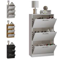 Sapateira Vertical Organizador 3 Portas Basculantes Hall de Entrada 20 Pares de Sapato Multiuso Móveis Bonatto