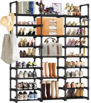 Sapateira Vertical Organizador de Sapatos (50-55 Pares), 9 Prateleiras, 3 Colunas Empilhável para Hall de Entrada