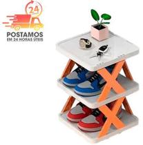 Sapateira Vertical Organizador Sapatos Prateleira 3 Andares Hall/ Entrada Organizadora Cor Laranja