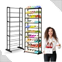 Sapateira Vertical para 30 Pares com 10 Prateleiras Estrutura em Metal e Plástico, Ideal para Entrada e Closet
