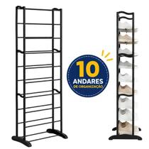 Sapateira Vertical Preta 10 Andares para 30 Pares Sapatos Tênis Closet Quarto Sapateira Vertical Preta 10 Andares para 30 Pares Sapatos Tênis Closet Quarto