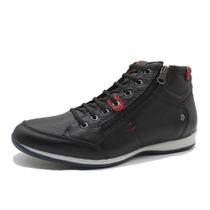 Sapatenis Cano Alto Masculino Couro Calce Facil Elastico Detalhe Ziper Lateral Macio Solado TR