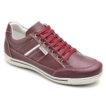 Sapatênis Casual Conforto Couro Vermelho 3008 F008