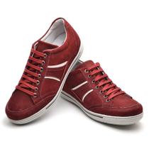 Sapatênis Casual Conforto Couro Vermelho 3013 F008