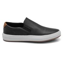 Sapatênis Casual de Couro Calce Fácil Elástico Slip On