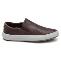Sapatênis Casual de Couro Calce Fácil Elástico Slip On