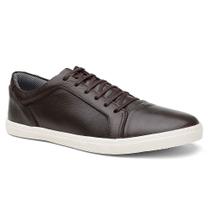 Sapatênis Casual em Couro Pires Shoes com Cadarço Costura Manual e Sola Borracha