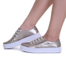 Sapatênis Casual Feminino de Ajuste Elástico e Zíper Prático e Confortável Para o Seu Dia a Dia.