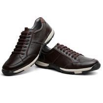 Sapatênis Casual Masculino Couro Cadarço Moderno Estilo