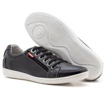 Sapatênis Casual Masculino em Couro legítimo Preto Resistente Sapatênis Casual Masculino em Couro legítimo Preto Resistente