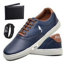 Sapatenis Casual Masculino Esporte Fino Carteira + Relogio