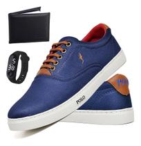 Sapatenis Casual Masculino Esporte Fino Carteira + Relogio