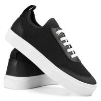 Sapatênis Casual Masculino Feminino Tênis Cano Baixo Skate Sola Reta Leve Confortável Preto
