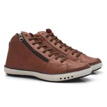 Sapatênis Casual Masculino Urban Liso Couro Cano Médio