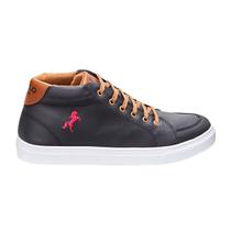 Sapatênis Casual Polo Cano Alto Masculino Bota Couro Preto