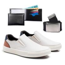 Sapatenis Casual Slip On Masculino Com Carteira e Cinto Tenis Moderno Macio Dia a Dia