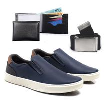 Sapatenis Casual Slip On Masculinos Com Carteira Cinto Tenis Moderno Confortável Dia a Dia