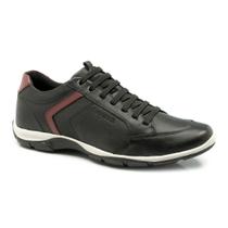 Sapatenis Couro Fericelli Recortes Masculino Preto