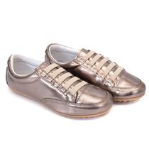 Sapatênis Feminino Casual Rasteiro Cor Prata Velha de Ajuste Elástico Mod. 801 - Izabela Araújo