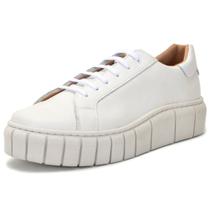 Sapatenis Feminino Plataforma Sola Tratorada Couro Original Casual Ipê Mulato 155 Cor Branco
