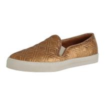 Sapatênis Iate Slip On Casual Feminino Couro Legítimo - Matelassê - L.a. - 26020 - Bronze