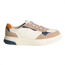 Sapatênis Infantil Enzo Ribeiro Offwhite Com Azul Marinho, Caramelo E Bege