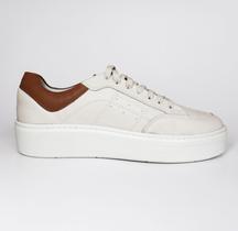 Sapatênis Masculino Branco Off de Couro para o Dia a Dia Casual Sapatênis Masculino Branco Off de Couro para o Dia a Dia Casual