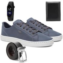 Sapatênis Masculino Casual Cinza Confortável Antiderrapante Básico Cadarço Dia a Dia com Relógio Carteira e Cinto Sapatênis Masculino Casual Cinza Confortável Antiderrapante Básico Cadarço Dia a Dia com Relógio Carteira e Cinto