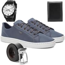 Sapatênis Masculino Casual Cinza Confortável Antiderrapante Básico Cadarço Dia a Dia com Relógio Carteira e Cinto Sapatênis Masculino Casual Cinza Confortável Antiderrapante Básico Cadarço Dia a Dia com Relógio Carteira e Cinto