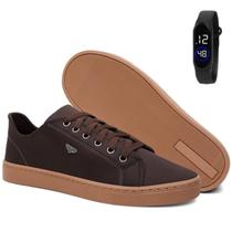 Sapatênis Masculino Casual Marrom Confortável Antiderrapante Básico Cadarço Dia a Dia com Relógio Sapatênis Masculino Casual Marrom Confortável Antiderrapante Básico Cadarço Dia a Dia com Relógio