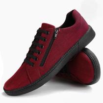 Sapatênis Masculino Casual Vermelho com Zíper na Lateral - WUDDSTORE