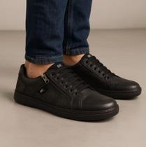 Sapatênis Masculino Com Zíper Lateral De Couro Sapatênis Masculino Com Zíper Lateral De Couro