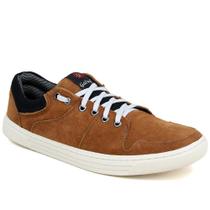 Sapatênis Masculino Couro Conforto Casual Camurça Leve