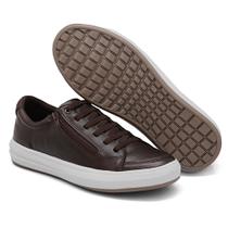 Sapatenis Masculino Couro Legitimo Tenis Casual Zíper Palmilha Gel