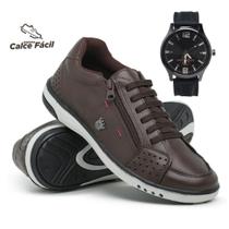 Sapatênis Masculino em material vegano Casual Macio Confortável + Relógio - Atria Shoes