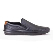 Sapatênis Masculino Estilo Slip On Em Couro Legitimo Sola Costurada Com Palmilha de Gel PU